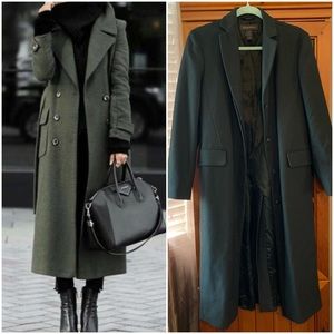 SOLD 🎉BANANA REPUBLIC Olive Militar Forest Green Slit Long Coat S
